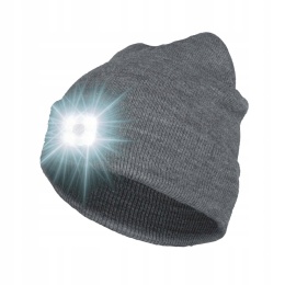 CZAPKA ZIMOWA OCIEPLANA ZIMOWA SZARA MĘSKA DAMSKA Z LATARKĄ LED