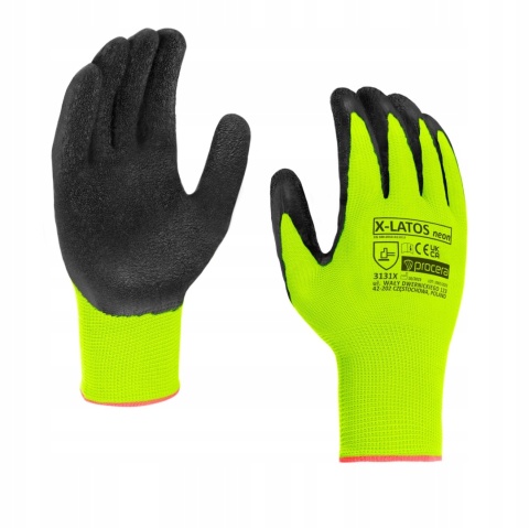 Rękawice ROBOCZE OCHRONNE MOCNE X-Latos Neon 12 par PROCERA r.8