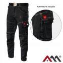 Spodnie ROBOCZE DO PASA JEANS STRETCH BLACK Elastyczne SLIM MONTERSKIE r.XL