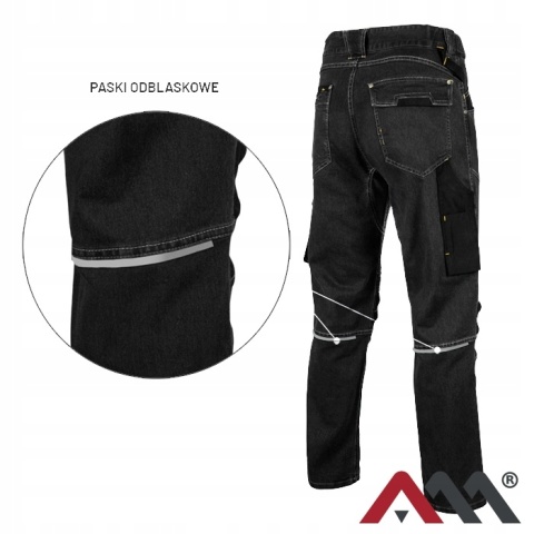 Spodnie ROBOCZE DO PASA JEANS STRETCH BLACK Elastyczne SLIM MONTERSKIE r.XL