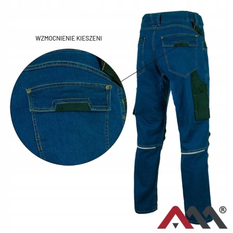 Spodnie ROBOCZE JEANS STRETCH BLUE Elastyczne SLIM MONTERSKIE r.3XL
