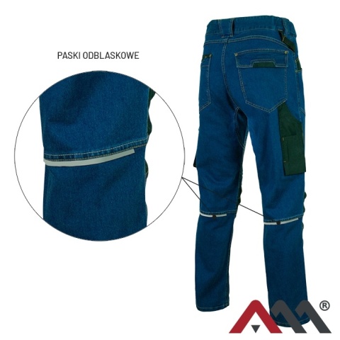 Spodnie ROBOCZE JEANS STRETCH BLUE Elastyczne SLIM MONTERSKIE r.S