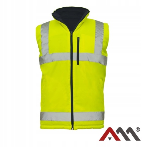 BEZRĘKAWNIK ROBOCZY ODBLASKOWY DWUSTRONNY! Kamizelka WZMOCNIONA 2SIDE r.XXL