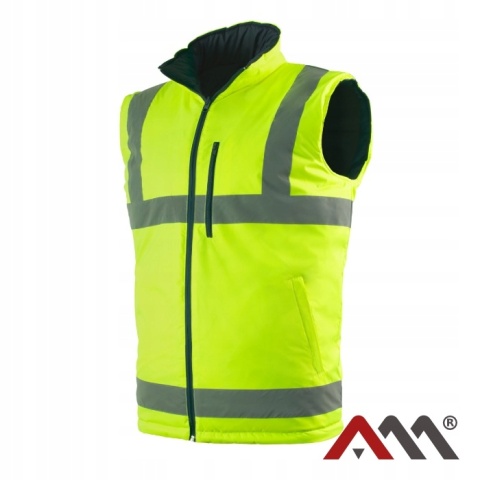 BEZRĘKAWNIK ROBOCZY ODBLASKOWY DWUSTRONNY! Kamizelka WZMOCNIONA 2SIDE r.XL