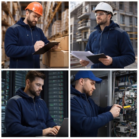 POLAR BLUZA POLAROWA ROBOCZA GRANATOWA OCIEPLANA ODPINANY KAPTUR NEXO r.3XL