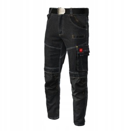 Spodnie ROBOCZE DO PASA JEANS STRETCH BLACK Elastyczne SLIM MONTERSKIE r.M