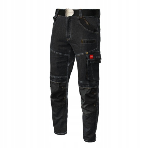 Spodnie ROBOCZE DO PASA JEANS STRETCH BLACK Elastyczne SLIM MONTERSKIE r.M