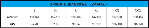Spodnie ROBOCZE DO PASA JEANS STRETCH BLACK Elastyczne SLIM MONTERSKIE r.S